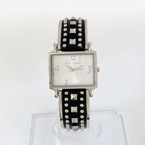Vintage Betsy Johnson black and silver spike watch